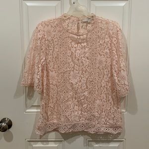 LOFT Open Weave Blush Pink Blouse